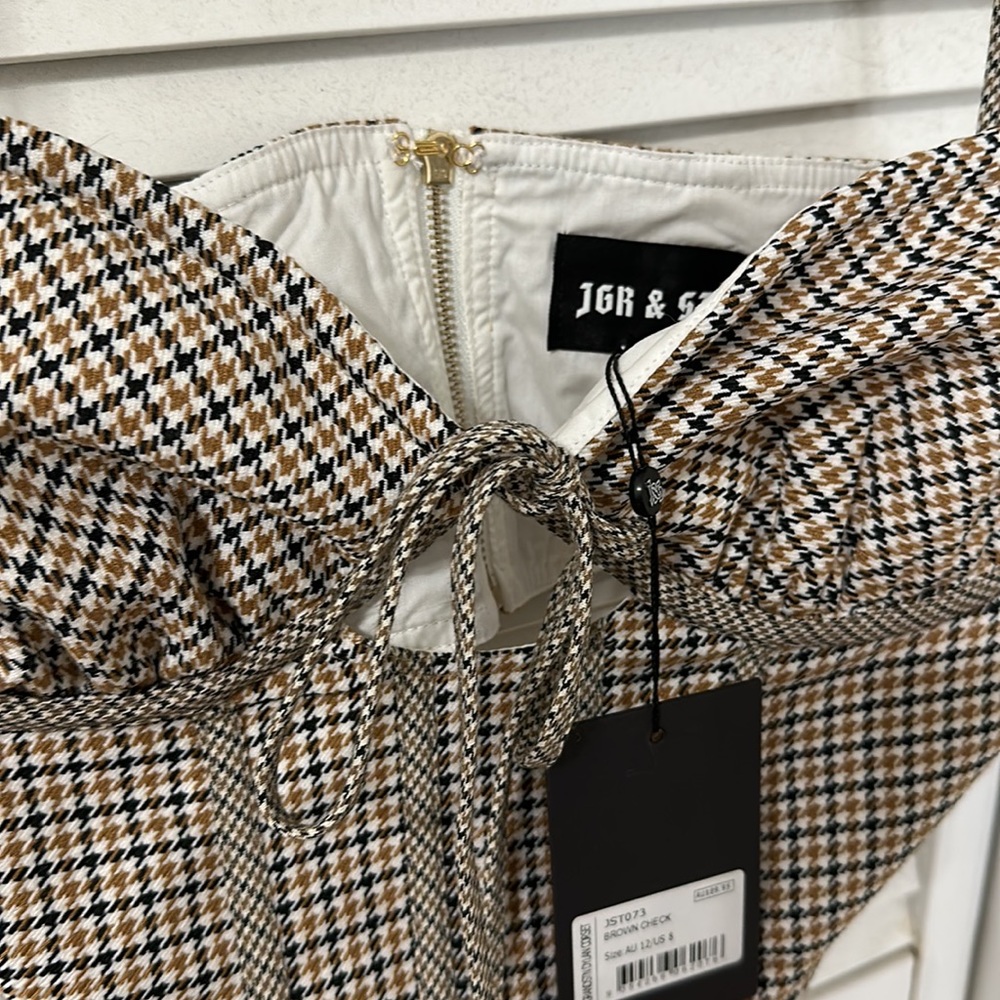 Princess Polly JGR & STN Houndstooth Corset Top Size US 8 / AU 12 Medium NWT - Picture 12 of 13